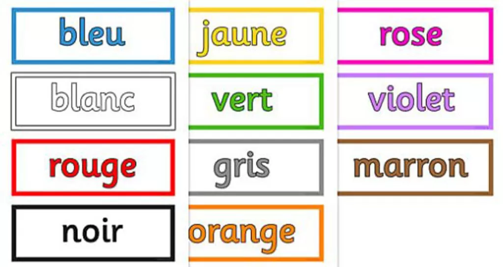 رنگ ها در زبان فرانسه